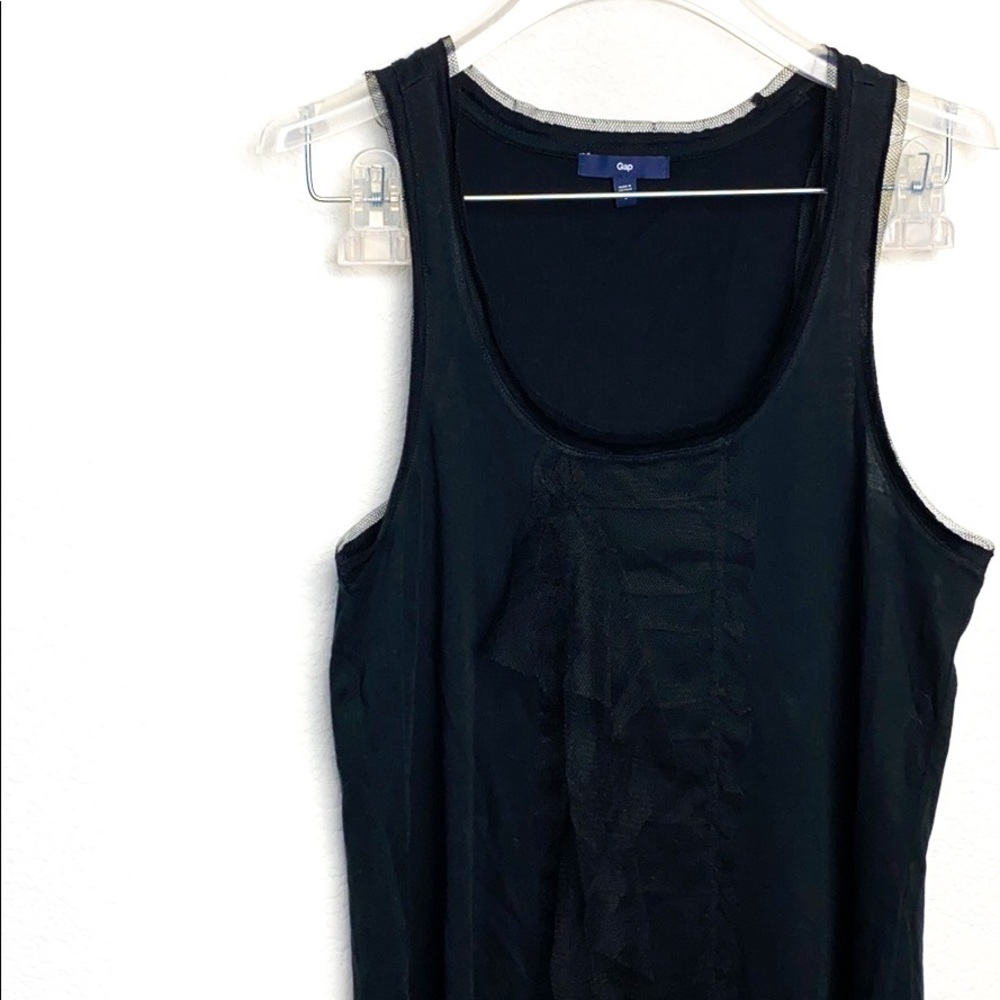 Gap Black Mesh Trim Ruffle Tank - Picture 3 of 7